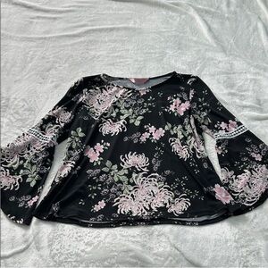 SJS Black and Pink Floral Blouse